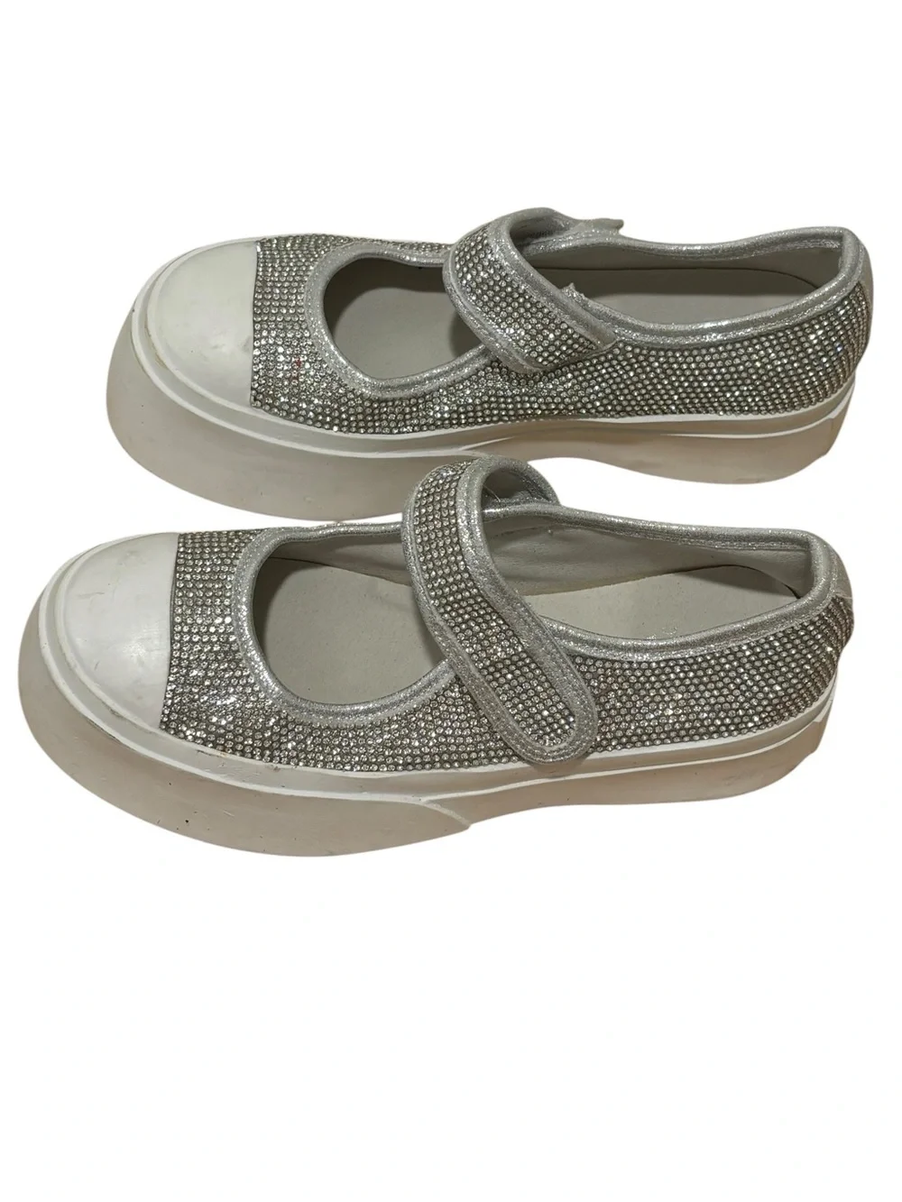 Kids Sparkle Platform Mary Janes - Silver